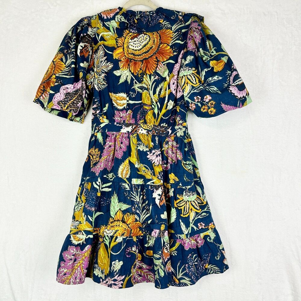 House of Harlow 1960 Floral Wrap Mini Dress Size Small Ruffle V-Neck Boho - Picture 3 of 7